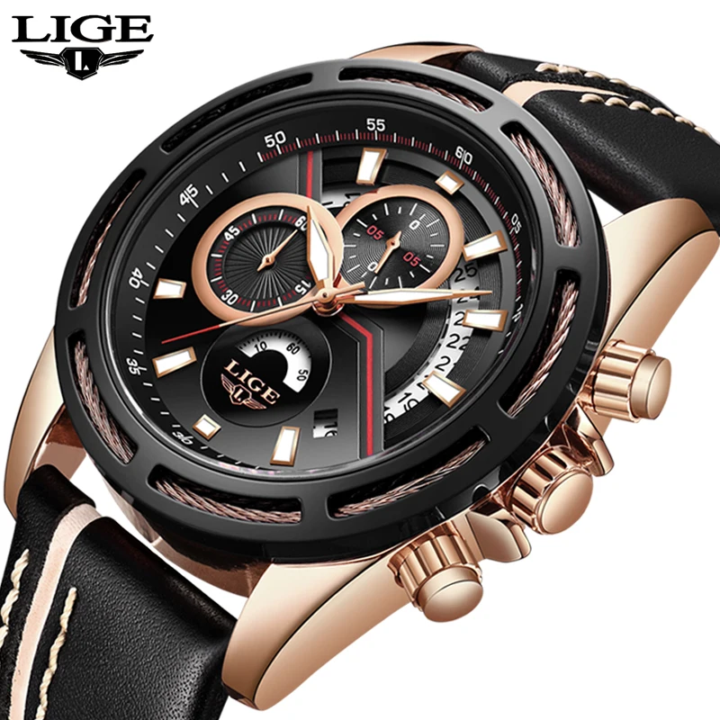 

2018 Mens Watches LIGE Men's Military Sports Watch Men Multi-function Timekeeping Waterproof Quartz Watch Relogio Masculino+Box