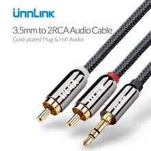 Unnlink 3.5mm Aux to 2 RCA Cable Audio Cable 0.5m 1m 1.5m 2m 3m 5m 8m 10 Nylon Braided for Home Theater Amplifier Edifer