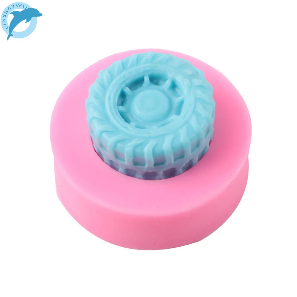 

LINSBAYWU Hot Round Tire shape Silicone Mold Fondant Cake Decorating Tools 3D Car wheels Chocolate Molds handmade soap mold