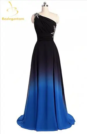 Bealegantom платье на одно плечо, черное, синее, Омбре, выпускное платье, с шифоном, большие размеры, вечерние платья, Vestido Longo QA1078 - Цвет: the Picture color