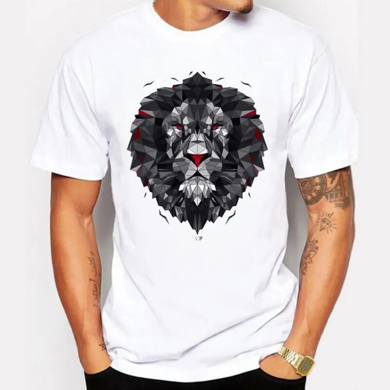 

Men's T-shirt Fashion Geometric Lion Animal 3D Print Funny t Shirt men 2019 Summer Casual Brand Cotton Men t shirt male size 5XL