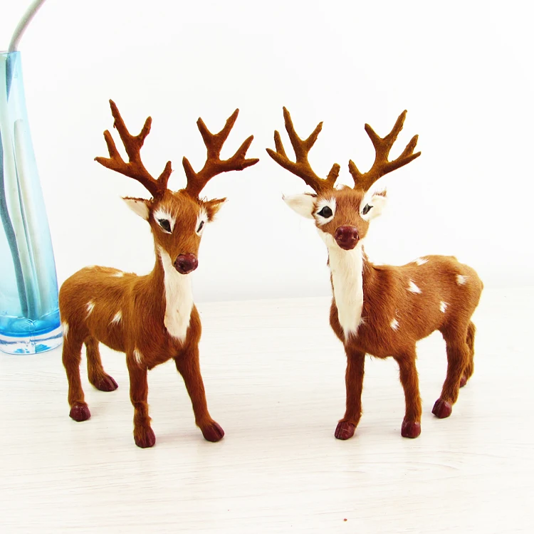 Пластиковые и настоящие меха модель simualtion Олень Игрушка 15x21 см sika deers one lot / 2 шт.