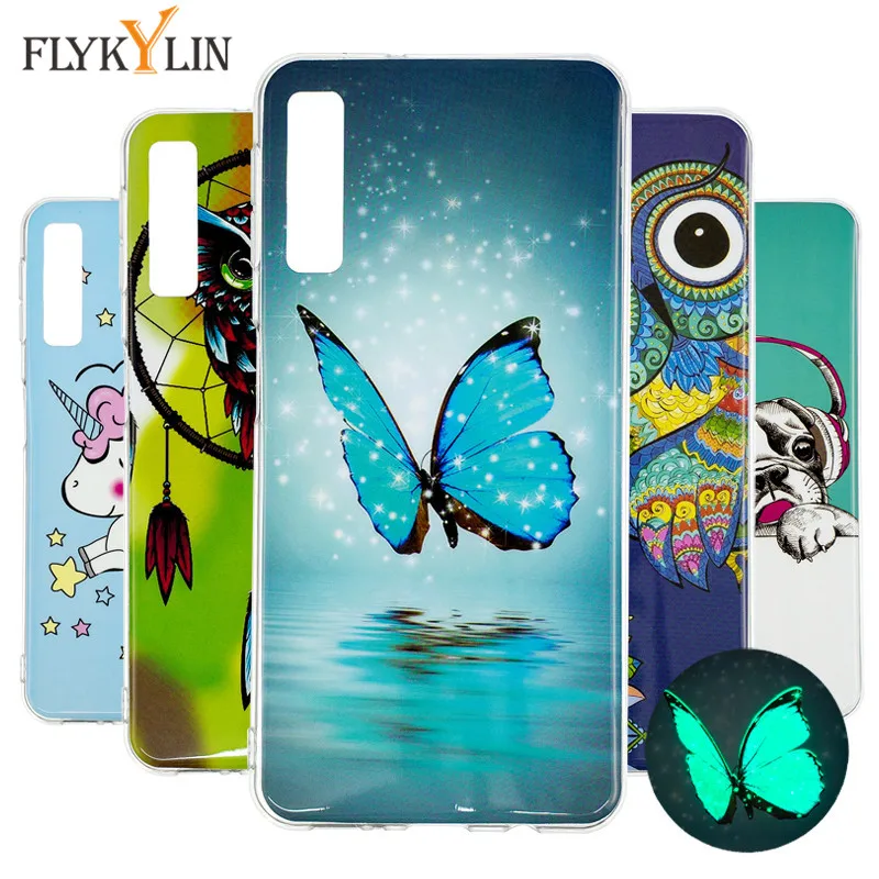 Case on for Samsung Galaxy A7 2018 Phone Cover Silicone 3D Luminous Printing Soft TPU Back A730F Cases |