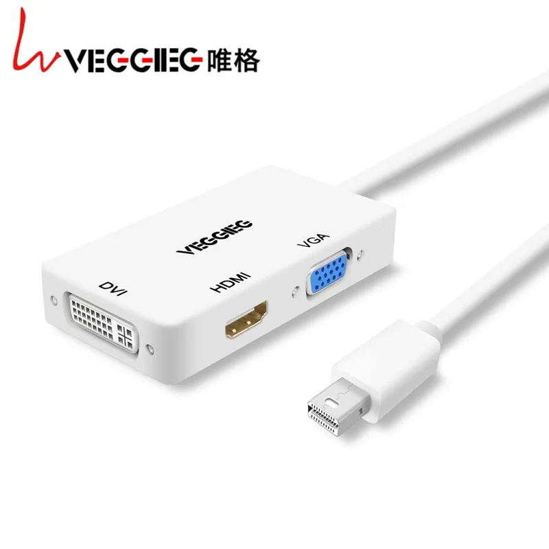 Mini DisplayPort to HDMI VGA DVI Adapter Veggieg Thunderbolt 2 HDMI Converter Mini DP Cable for Surface Pro 4 Mini DisplayPort