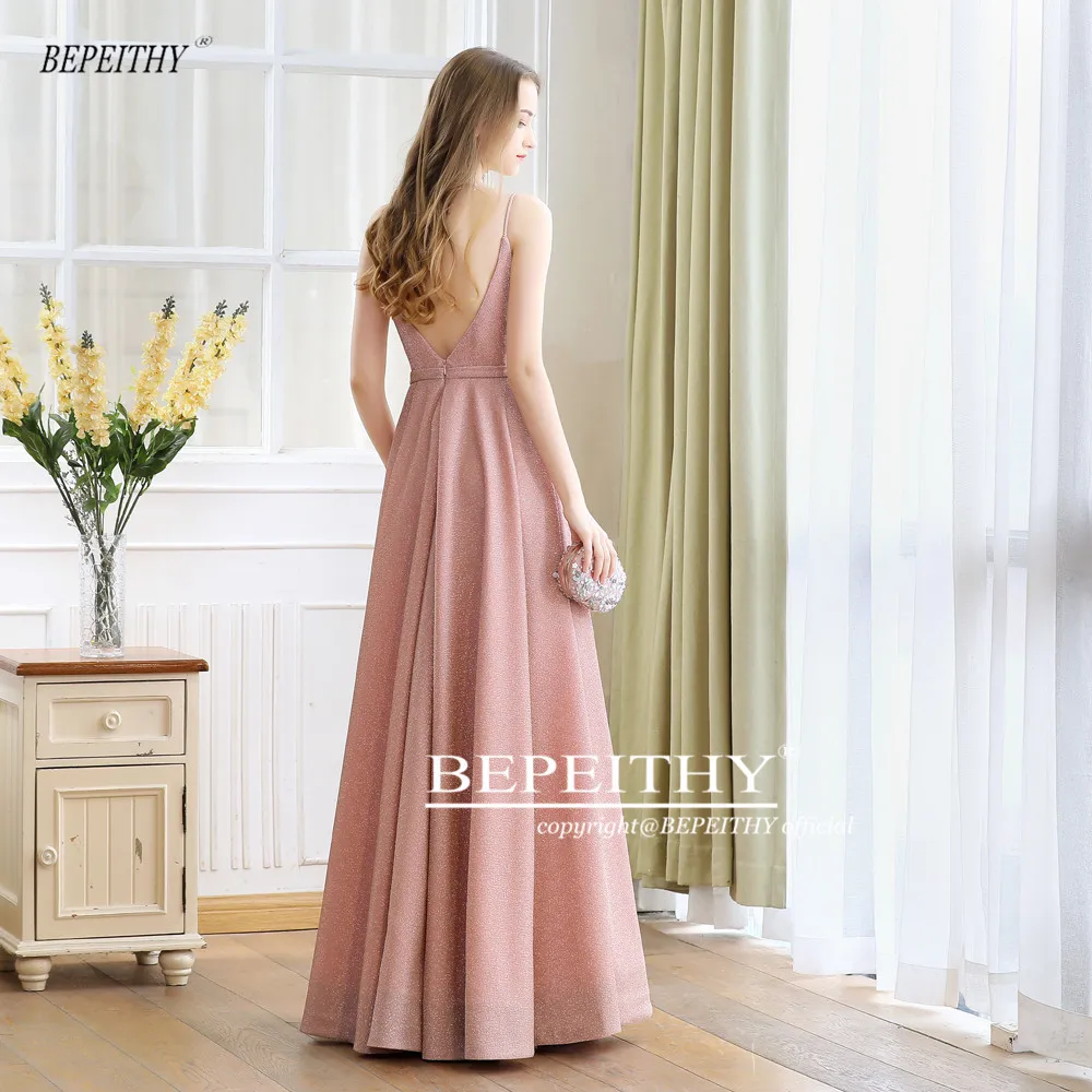 Robe De Soiree V шеи светоотражающая ткань длинное вечернее платье вечерние элегантные сексуальные платья с открытой спиной