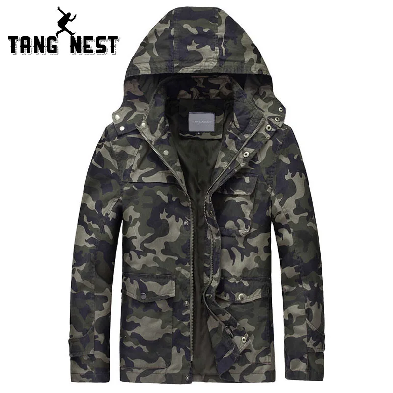 TANGNEST Hooded Jacket Army Green New Design Hot Selling Camoiflage Men Jackets Veste Homme Trendy 2 Colors MWJ1783 | Мужская одежда