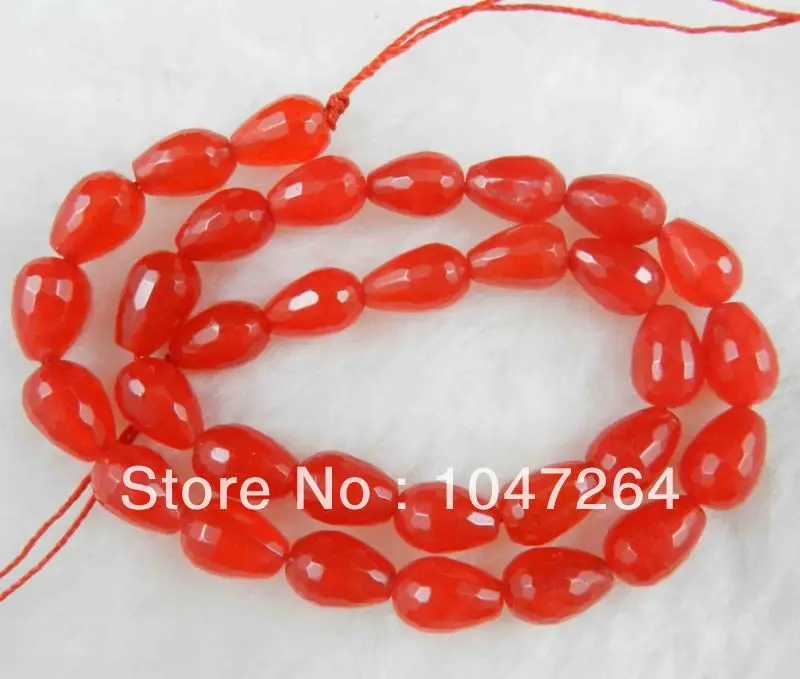 New 8x12mm Naturalred Jade Faceted Drop Loose Beads 15'' | Украшения и аксессуары