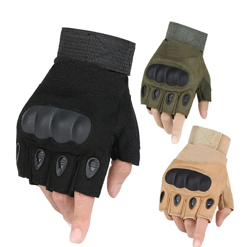 Тактические перчатки с твердыми костяшками с половинными пальцами для занятий спортом на открытом воздухе, кемпинга, походов, мужские перчатки для страйкбола