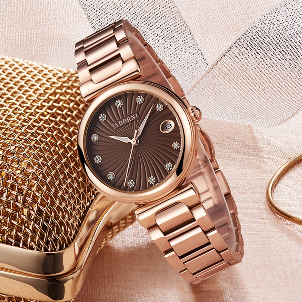 

ABORNI Luxury Diamand Women Watches Stainless Steel Dress Bracelet Lady Girl Quartz Watch Female Vintage Clock relogio feminino