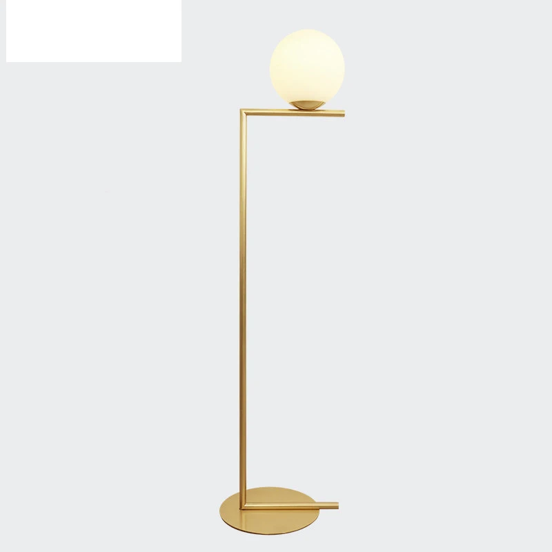 Креативные простые торшеры, стеклянный шар, стоящая лампа, Золотая фойе, для спальни, дизайн, искусство, украшение дома, осветительное приспособление, диа. 30 см - Цвет абажура: Milk white