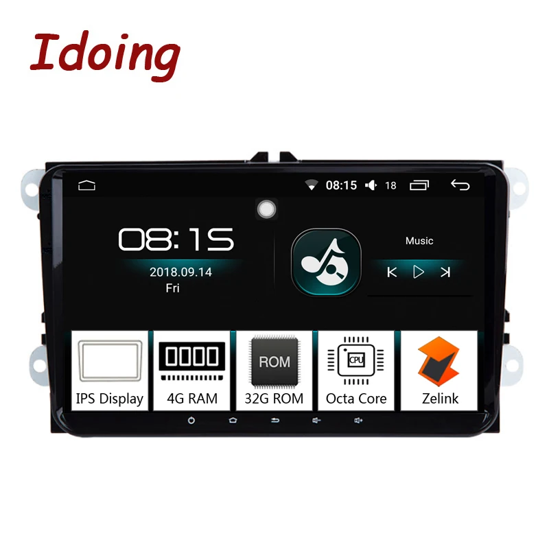 Idoing 9 &quotAndroid8.0 4G + 64G 8 Core 2Din gps GLONAS для VW/Skoda/Seat автомобильный мультимидийный