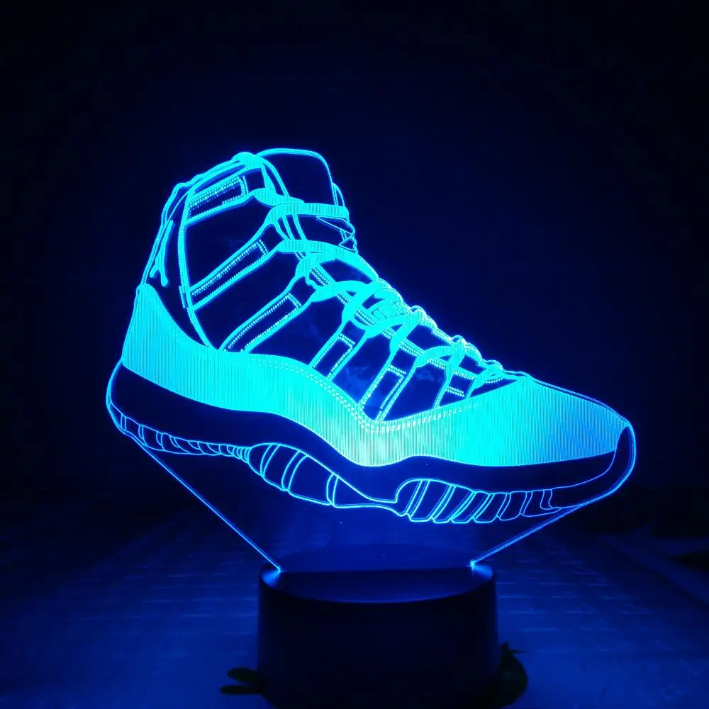 Настольная лампа прикроватный светильник сенсорный Сенсор 7 цветов Изменение атмосфера лампа для мальчиков Дети Подарок Usb светодиодный ночной Светильник 3d спортивная обувь Jordan; 4 - Испускаемый цвет: aj 11