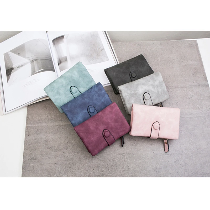 2018 Nubuck PU Leather Women's Short Wallet Bag Money Card Women's Holders Fashion Zipper Small birthday gift Soft Girl Wallet 2018 Nubuck PU Leather Women's Short Wallet Bag Money Card Women's Holders Fashion Zipper Small birthday gift Soft Girl Wallet
