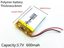 3.7V 600mAh akumulator polimer li akumulator litowo-jonowy do słuchawki tachografu MODEL 582535 SP5 mp3 mp4 GPS PSP 602535 062535