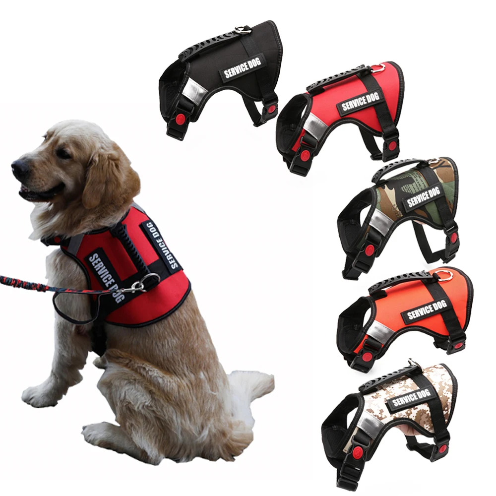 Reflective Canvas Big Dog Harness Service Dog Vest Breathable