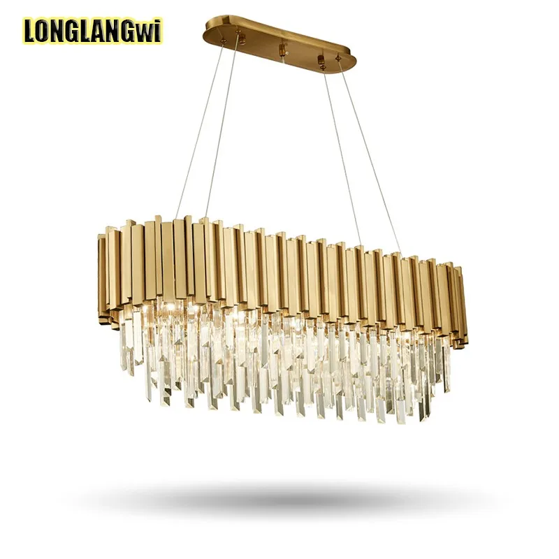 

New luxury crystal chandeliers postmodern lighting for living room dinning room gold LED lights oval K9 crystal Chandelier