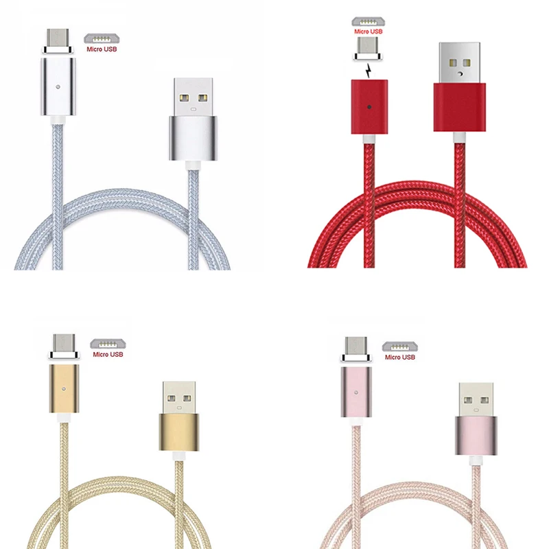 

OOTDTY Micro USB Magnetic Adapter Nylon Braided Data Charging Cable For Android Phone