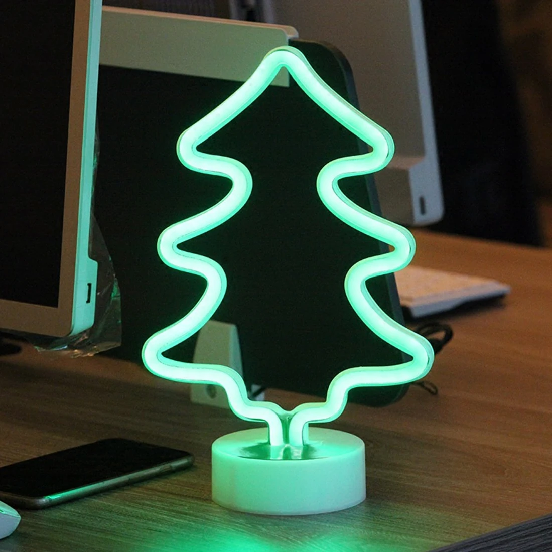 Night Light Desk Lamp LED Neon Christmas Tree Battery Operated for Home