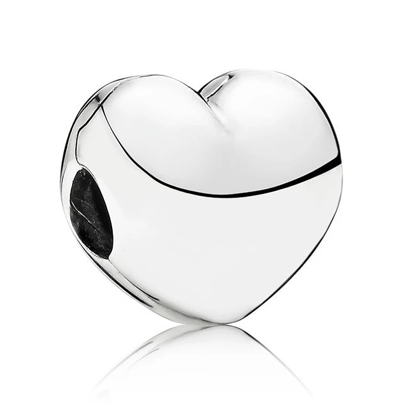 

New 925 Sterling Silver Bead Charm Silver Love Heart Fixed Clip Lock Stopper Beads Fit Pandora Bracelet Bangle Diy Jewelry