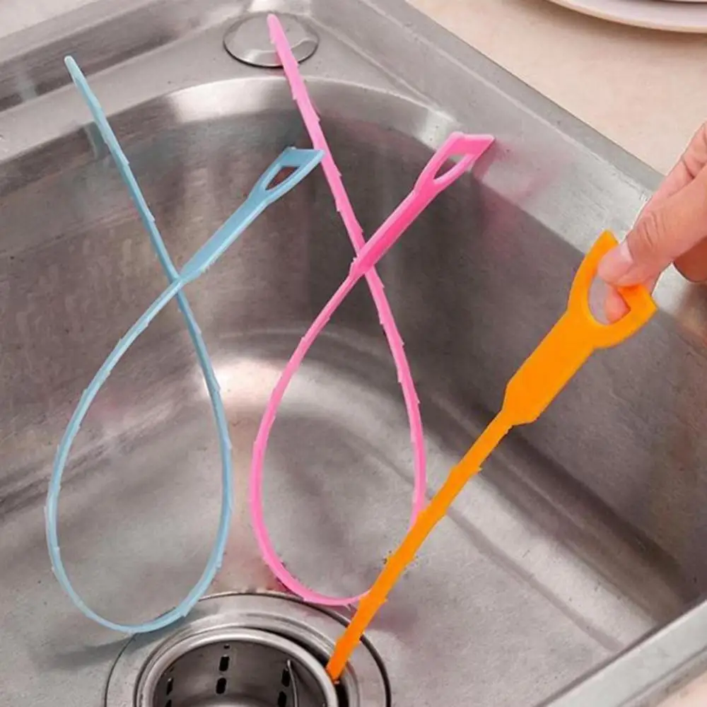 

51cm Kitchen Bathroom Sink Pipe Drain Cleaner Pipeline Hair Cleaning Removal Shower Toilet Sewer Clog Long Line Plastic Hook