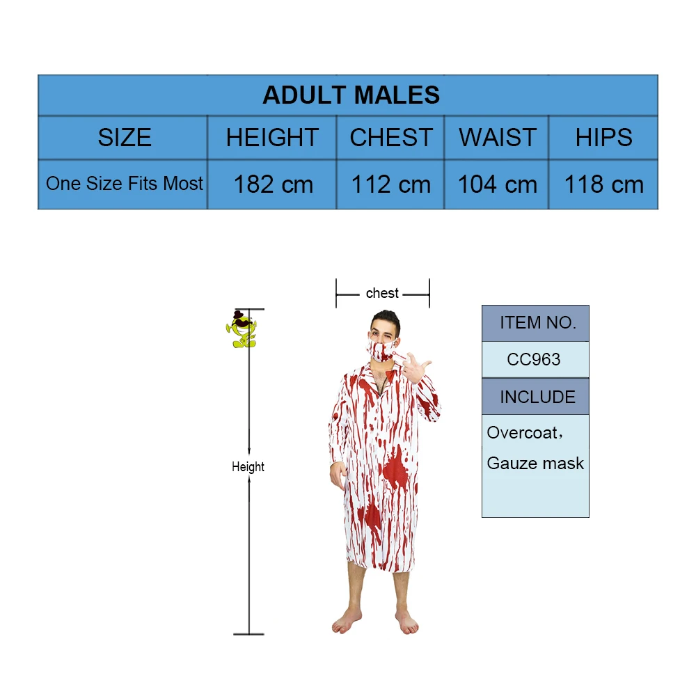 Purim вечерние мужские унисекс кровавый Доктор костюм Ролевые игры Доктор Карнавальный Костюм Хэллоуин косплей доктора кровавый костюм