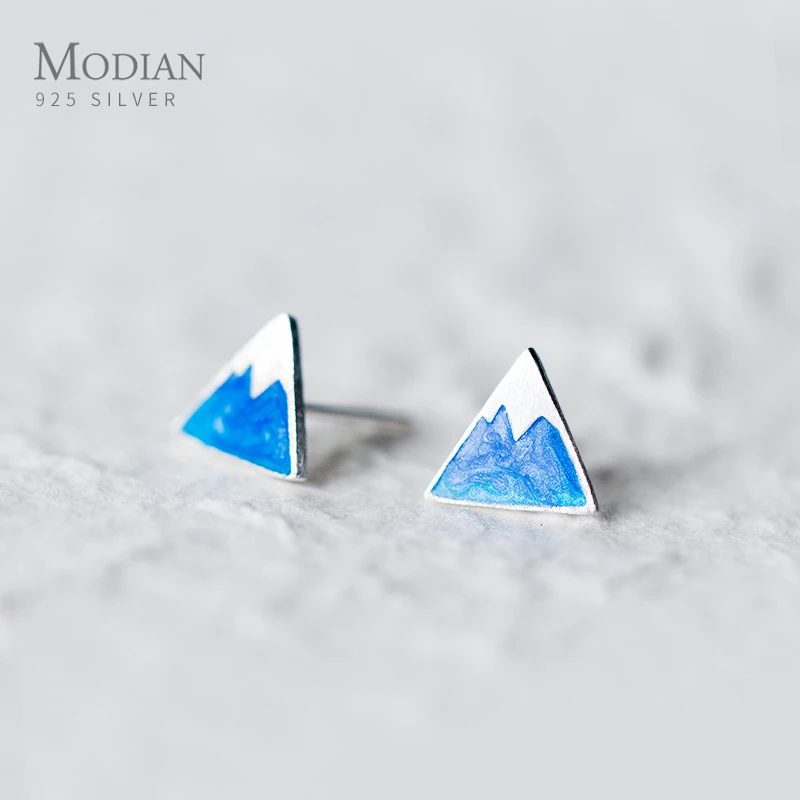 

Modian Enamel Sweet Cute Blue Iceberg Tiny Stud Earrings Exquisite Accessories 925 Sterling Silver Fashion Jewelry For Women