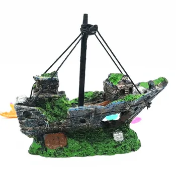 

Aquarium Decoration Wreck Ship Ornament Sailing Boat Fish Tank Cave Decor Resin Ornament Landscaping Decoration akvaryum dekor