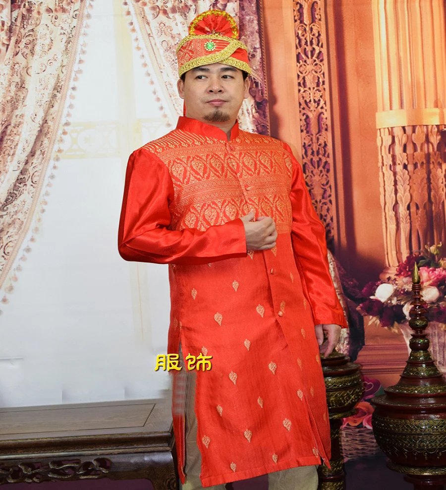 Здесь продается  India traditional clothing Stand collar male long sleeved robe gown dress big red stage Hotel Doorman South Asian characteristic  Одежда и аксессуары