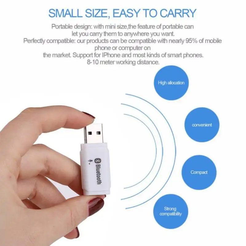 Мини USB беспроводной адаптер Bluetooth 5 0 стерео аудио приемник с микрофоном для ПК