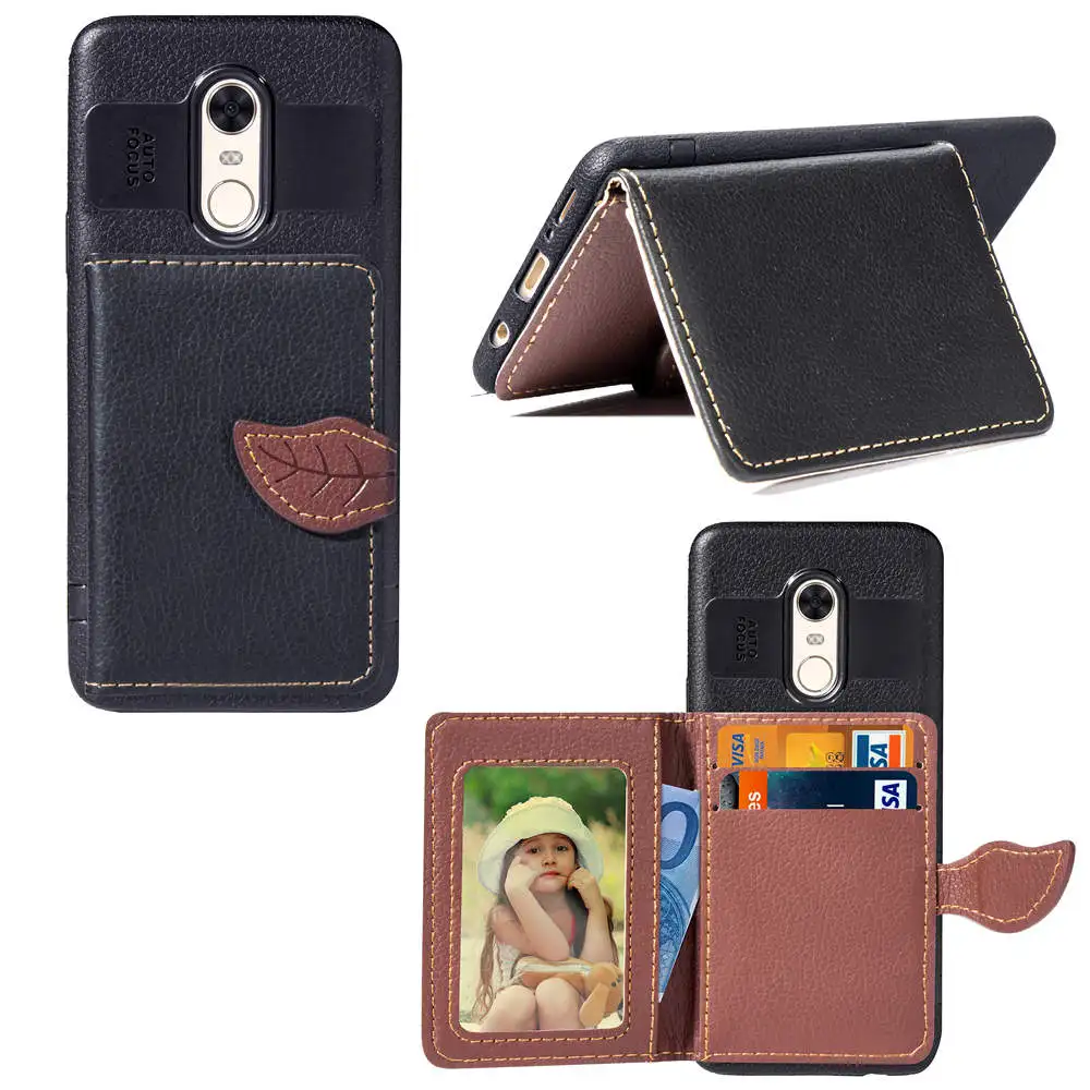 PU Leather Credit Card Slot Wallet Bag Phone Case For Xiaomi Redmi 5 Plus 4X 6A NOTE 4 5A Prime 6 7 Pro Mi A2 Lite Pocophone F1