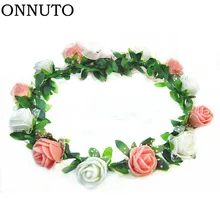 Новая свадебная повязка из пенопласта с цветком, женская розовая корона, лента для волос, Свадебная лента-гирлянда, лента для волос, праздничный цветочный венок для волос