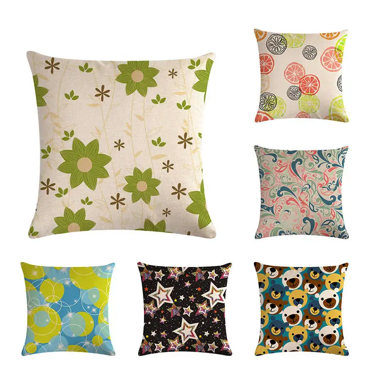 Best 2018 Pillow Case 45*45 Vintage Retro Cotton Linen Bear Geometric Round Dot Throw Pillow Case Cushion Cover Home Sofa Decor ZY398