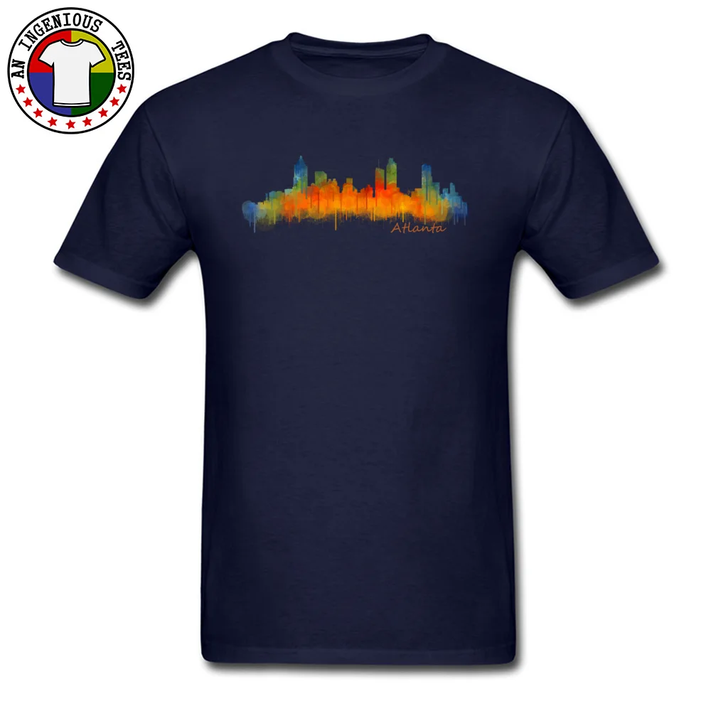 Street T-shirts 2018 Discount O Neck Atlanta City Skyline Hq v2 100% Cotton Men Tops Shirts Design Short Sleeve Tops Shirts Atlanta City Skyline Hq v2 navy