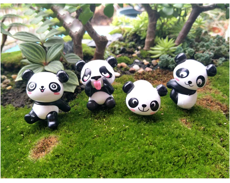 8pc Cute Artificial Giant Panda Figurines Miniatures Mini DIY Ornament Fairy Ggarden Gnome Resin Home Decorations For Flower Pot7