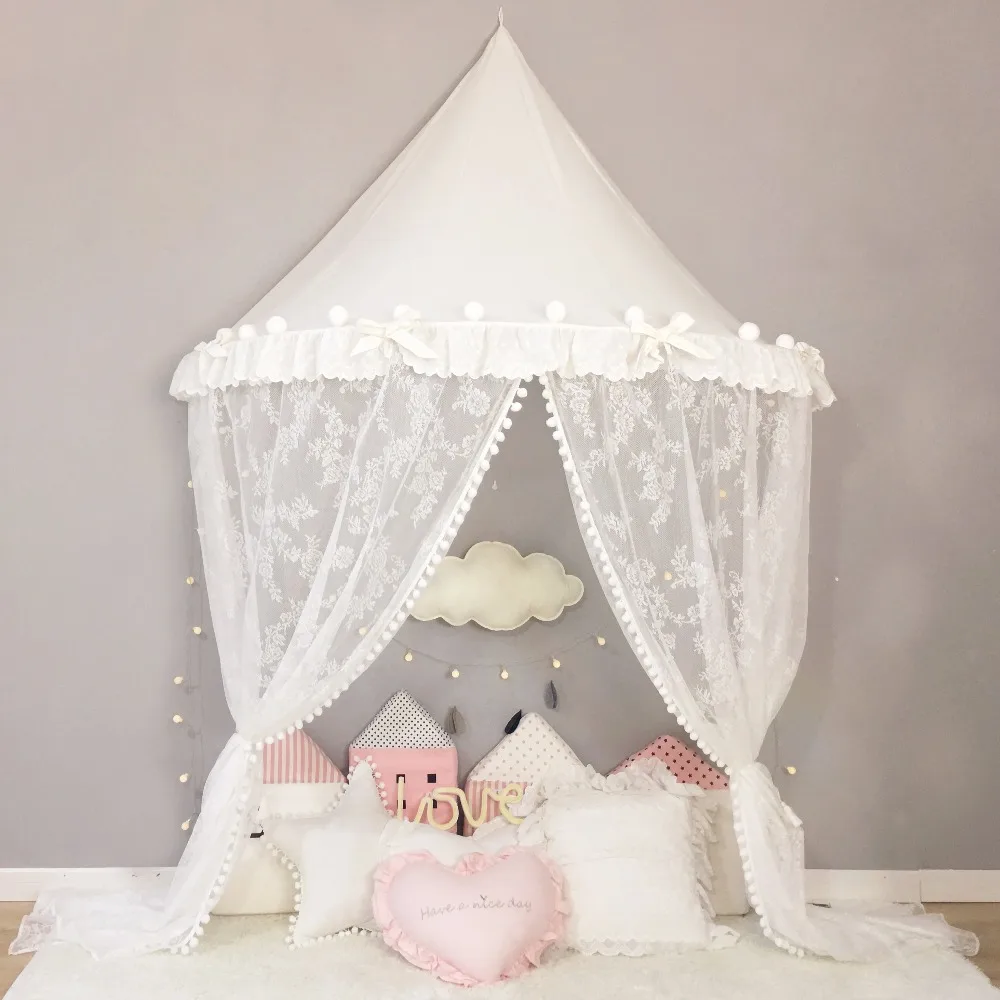 Weiss Prinzessin Baldachin Vorhang Hangen Baby Bett Zelt Moskito Net Kinder Spielen Haus Tipi Kinder Tipi Enfant Infant Krippe Netting Children Teepee House Childrenkids Play House Aliexpress