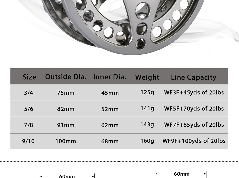 Carretel de Pesca 2 + 1bb Goture Grande Arbor 3 - 4 5 6 7 8 9 10 wt Aço Inoxidável Pesca Mosca Carretéis Acessórios Fly 1:1 8 6 7 8 9 10 wt aço