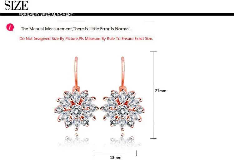 Luoteemi клип на Серьги для Для женщин Роскошные розовое золото-Цвет цветок обруч Brincos с Камень Циркон Для женщин подарок с фабрики