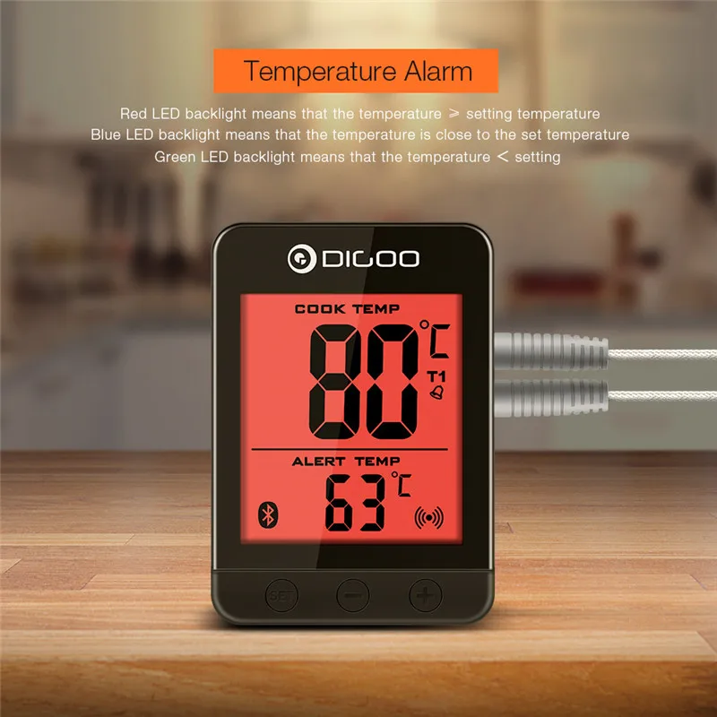 Digoo DG FT2203 умный Bluetoorh светодиодный дисплей барбекю Кухонный Термометр для приготовления пищи металлические зонды функция приложения для мяса барбекю