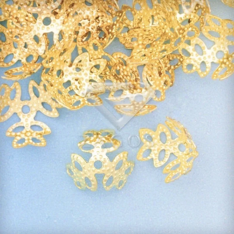 

20g Approx 180Pcs Leaf Filigree Bead Caps Findings 9x9x4mm Gold Jewelry Findings Making End Caps FAST SHIP Wholesale BC0076