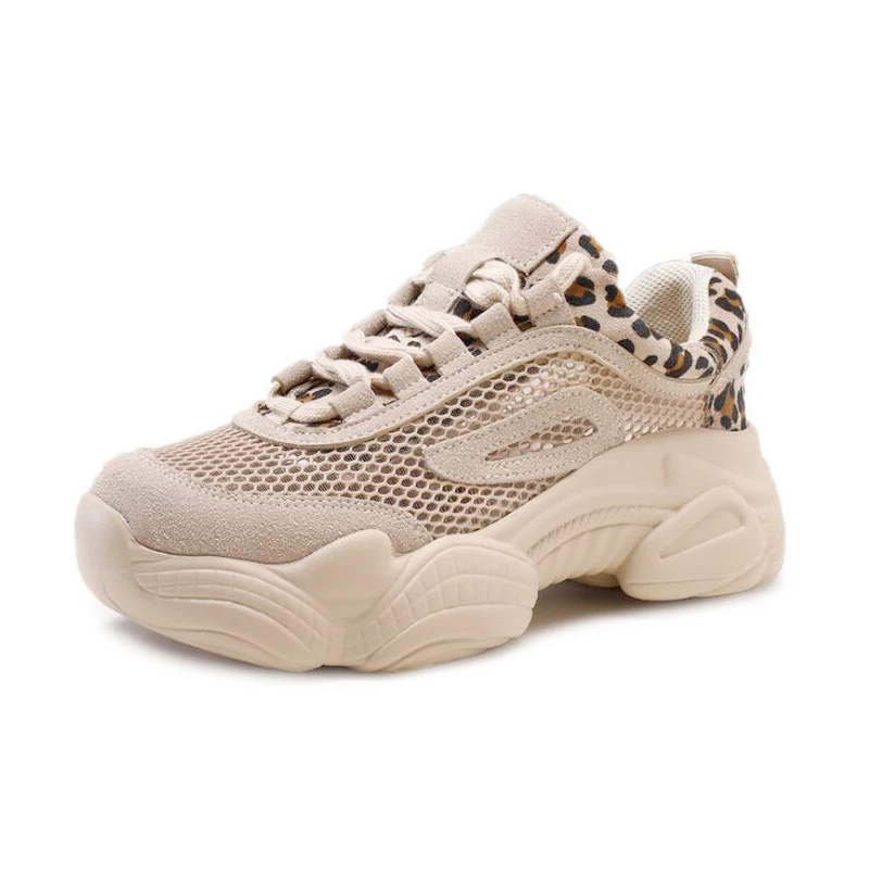 

2019 New Summer fashion design Shoes Women Casual Sneakers Ladies mesh Wedges Leopard Shoes Trainers basket chaussure femme