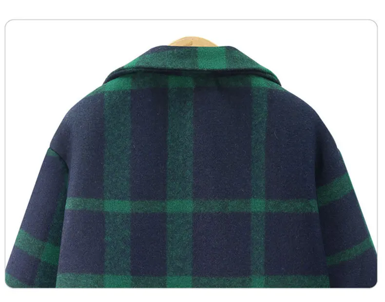 Новинка Осень Зима Женское пальто размера плюс модное повседневное свободное однобортное зеленое клетчатое шерстяное пальто для женщин верхняя одежда