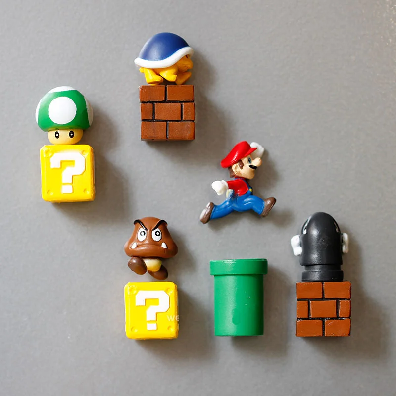 10 шт. Супер Марио Bros магниты Фигурки игрушки семья Марио пуля Гриб черепаха наклейки холодильник фигурка куклы