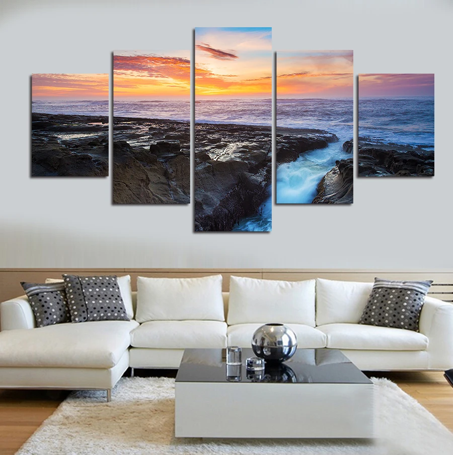 5 Piece/Set Beautiful Landscape Wall Art Pictures For Living Room HD