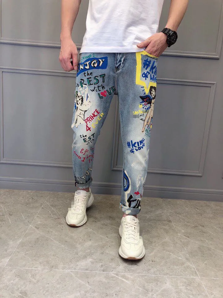 

Fashion Men's Jeans 2019 Runway Luxury famous Brand European Design party style Men's Clothing WD05261