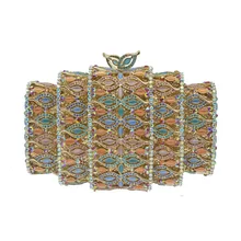 Женский Золотой/черный/красный/синий/серебристый/фиолетовый горный хрусталь Роскошный Кристалл Дамы вечерняя сумка для вечеринки кошелек Pochette банкетный клатч сумка