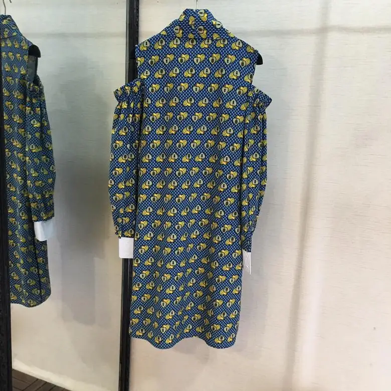 Blau 2019 Revers 0403 Damen Baumwolle Ärmeln Mode Neue Kleid Frauen Lange Druck ZkPuTOXi