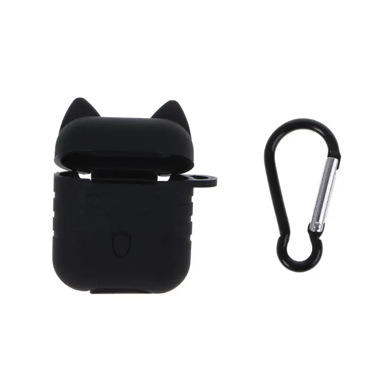 Cute Cat Shape Protective Cover Soft Silicone Skin Charging Case Buckle Accessories Waterproof Shockproof for Airpods Wireless B