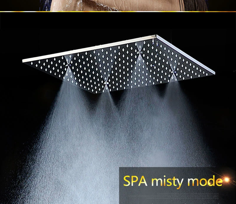 Large Ducha Shower System Thermostatic Mixer 20 Inch Led Mist Rain Shower 3 Ways Head Ceiling Shower Panel Handheld Shower Sets (7)