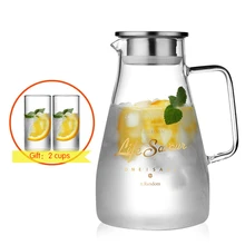Кувшин из боросиликатного стекла чайник для воды термостойкий контейнер для сока с крышкой из нержавеющей стали фильтр BPA бесплатно 1.5L 1.8L 2L