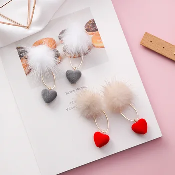 

12pairs/lot Long Geometric Elliptical Suede Loving Hair Ball Earrings Korean Fashion Personality Long Hair Earrings